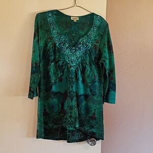 Oneworld Emerald Green Embellished Tunic